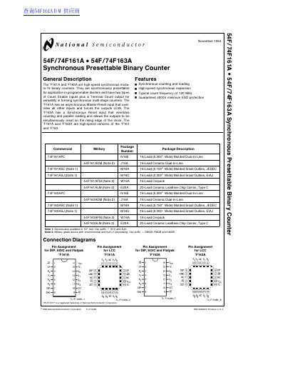 National Semiconductor 54F/74F161A 54F/74F163A handbook