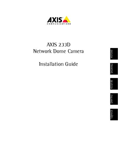 Axis 233D Network Dome Camera Installation Guide - cover page