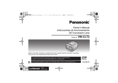 Panasonic VW-CLT2 3D Conversion Lens Owner's Manual - cover page