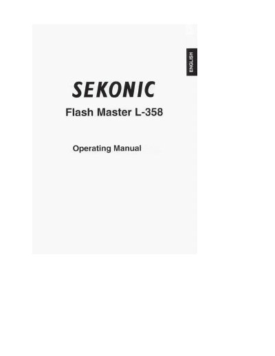 Sekonic L-358 Flash Master Exposure Meter User Manual - cover page