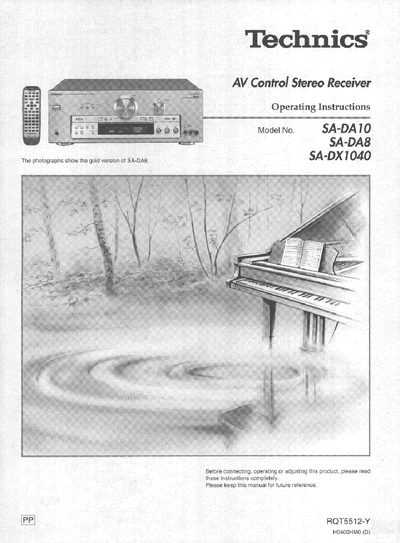 Technics SA-DA10/SA-DA8/SA-DX1040 Operating Instructions - cover page
