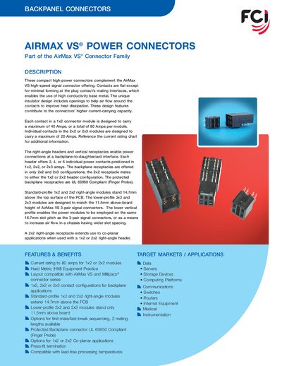 FCI AirMax VS Power Connectors Handbook - cover page