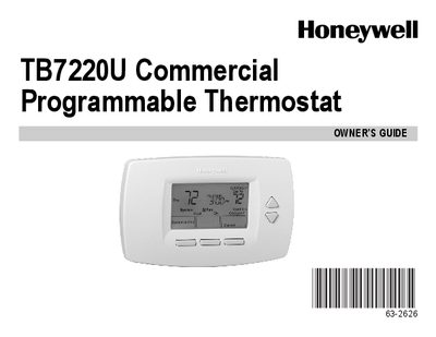 Honeywell TB7220U Commercial Programmable Thermostat Owner's Guide