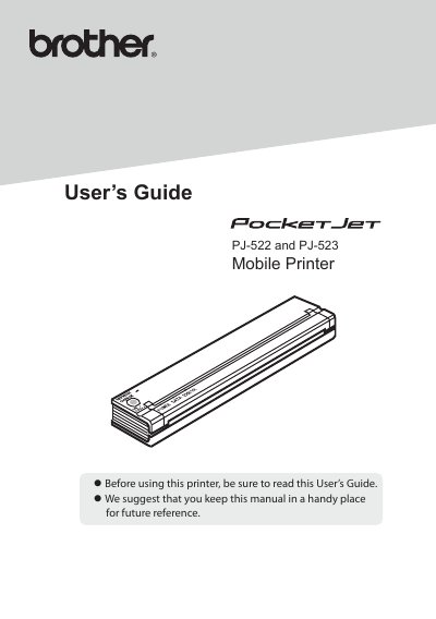 brother PJ-552/PJ-532 Mobile Printer user manual - cover page