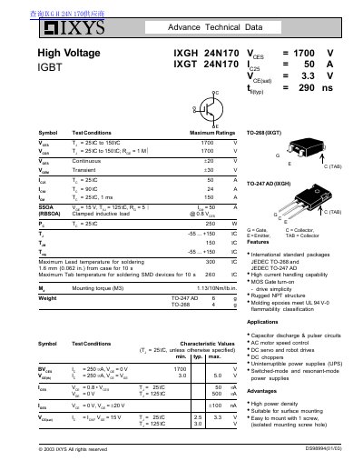 IXYS IXGH24N50B IXGH24N60B handbook - cover page