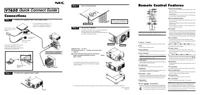 NEC VT650 Quick Connect Guide - cover page