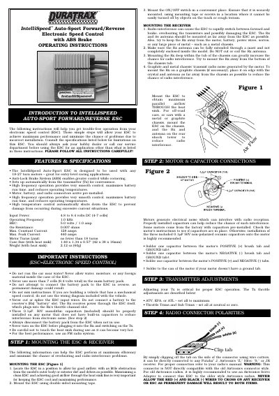 DuraTrax IntelliSpeed AutoSport Forward/Reverse ESC User Manual - cover page
