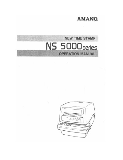 Amano NS5000 Series New Time Stamp Operation Manual - cover page