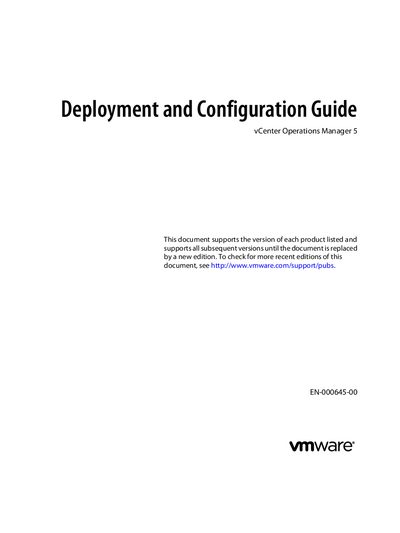 VMware vCenter Operations Manager 5 Deployment and Configuration Guide - cover page