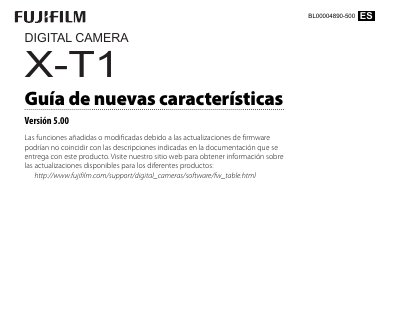 Fujifilm X-T1 New Features Guide - cover page