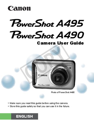 canon power shot A495 power shot A490 camera Reference Manual