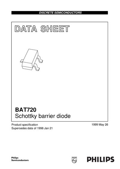 Philips BAT720 Schottky Barrier Diode Datasheet - cover page