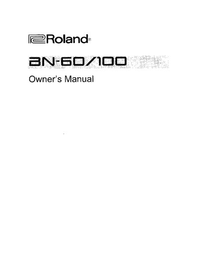 Roland BN-60/100 Bass Amplifier Owner's Manual - cover page