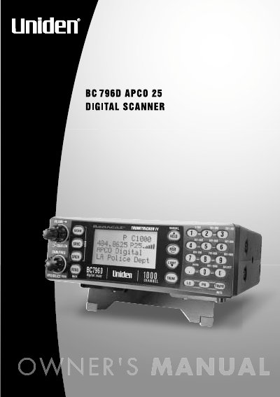 Uniden BC796D APC0 25 Manual - cover page