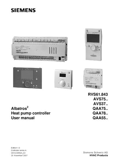Siemens RVS61.843 Heat Pump Controller User Manual - cover page