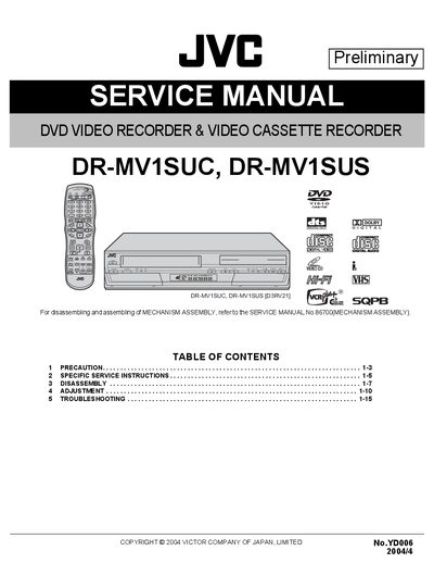 JVC DR-MV1SUC / DR-MV1SUS Service Manual - cover page