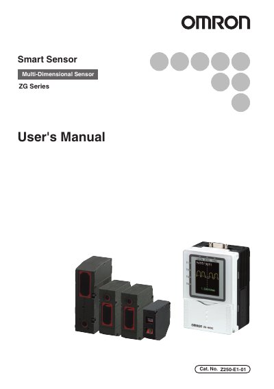 Omron ZG Series Smart Sensor User's Manual - cover page