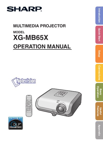 Sharp XG-MB65X Multimedia Projector Operation Manual