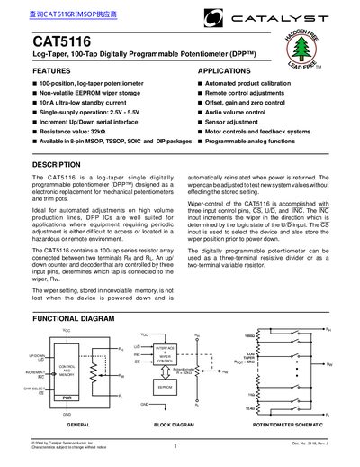 Catalyst CAT5116 Datasheet - cover page