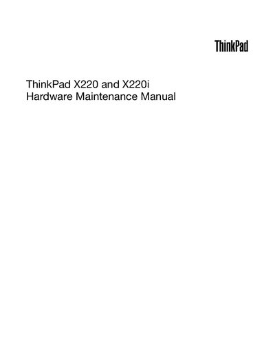 Lenovo ThinkPad X220/X220i Hardware Maintenance Manual - cover page