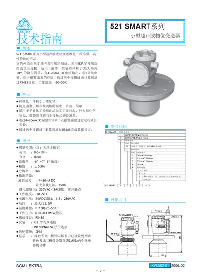 SGM 521 SMART Ultrasonic Level Transmitter Service Manual - cover page