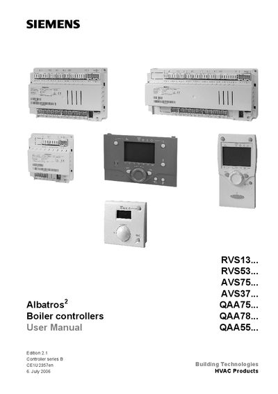 Siemens RVS13 Boiler Controller User Manual - cover page