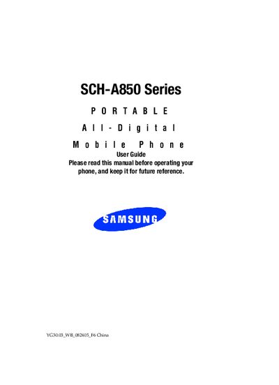 Samsung SCH-A850 User Guide - cover page
