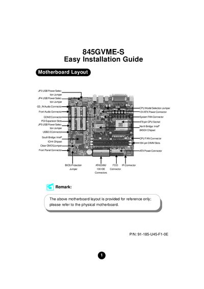 Foxconn 845GVME-S Motherboard Installation Guide - cover page