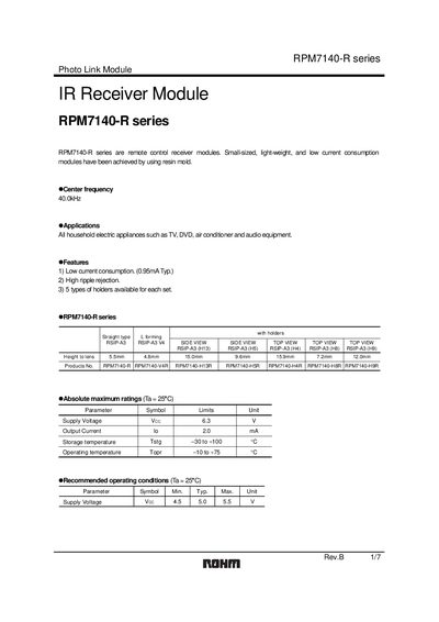 ROHM RPM7140-H13R User Manual - cover page