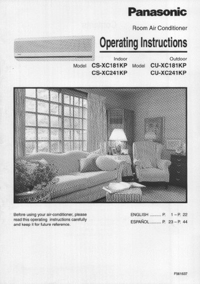 Panasonic SC-XC181KP SC-XC241KP CU-XC181KP CU-XC241KP Manual - cover page