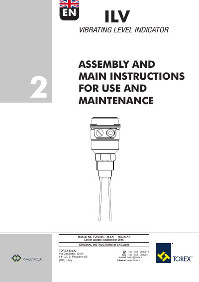 Torex ILV 2 TOR.056.--.M.EN Vibrating Level Indicator User Manual - cover page