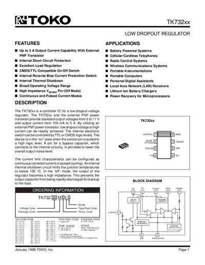TOKO TK732xx Datasheet - cover page