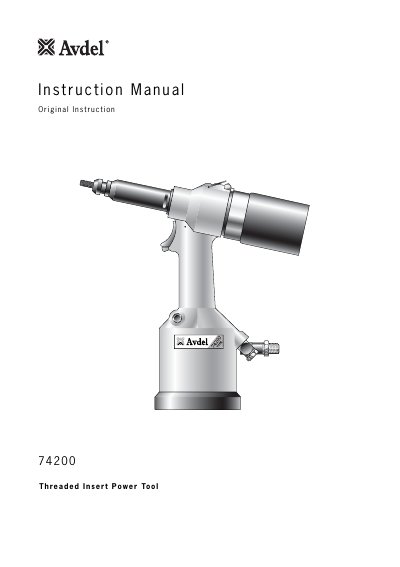 Avdel 74200 Threaded Insert Power Tool Instruction Manual