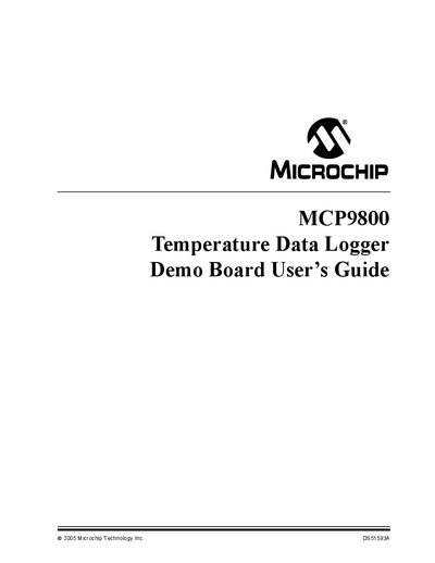 Microchip MCP9800 Temperature Data Logger Demo Board User Guide - cover page