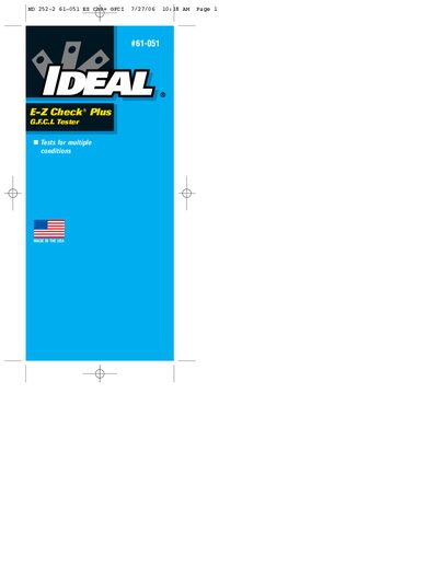 IDEAL 61-051 E-Z Check Plus GFCI Tester Instructions - cover page