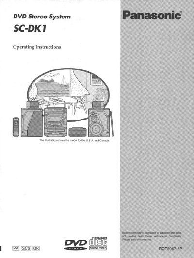 Panasonic SC-DK1 Manual - cover page