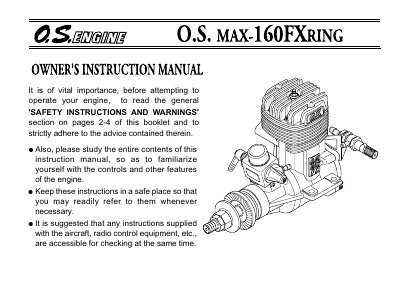 O.S. 160FX Engine User Manual - cover page