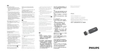 Philips PTA01 Wireless USB Adapter Installation Guide - cover page