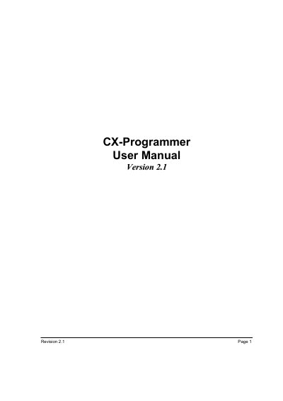 Omron CX-Programmer User Manual Revision 2.1 - cover page