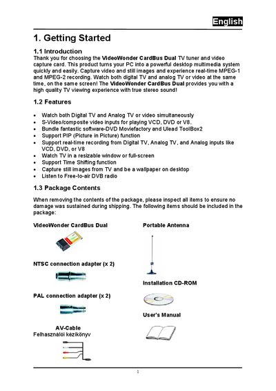 VideoWonder CardBus Dual User Manual