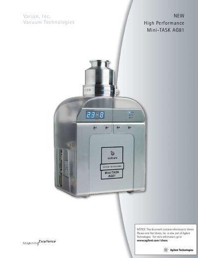 Agilent Mini-TASK AG81 Active Gauge Pumping System Product Leaflet - cover page