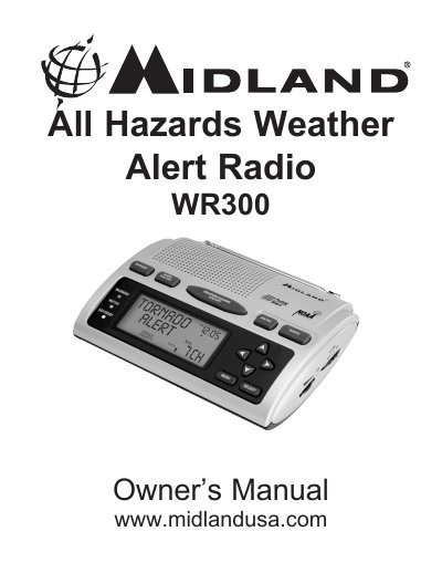 Midland WR-300 All Hazards Weather Alert Radio Owner's Manual - cover page