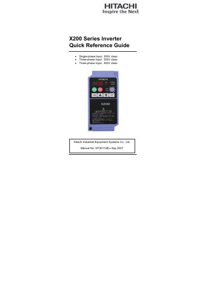 Hitachi X200 Series Inverter Quick Reference Guide