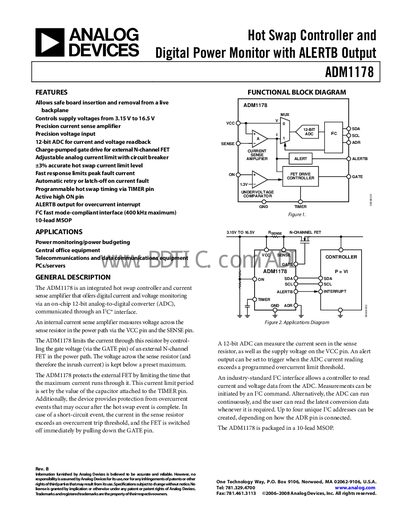 Analog Devices ADM1178 Hot Swap Controller Datasheet - cover page