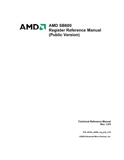 AMD SB600 Register Reference Manual - cover page