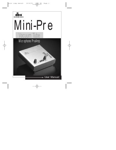 dbx Mini-Pre Tube Microphone Preamp User Manual - cover page