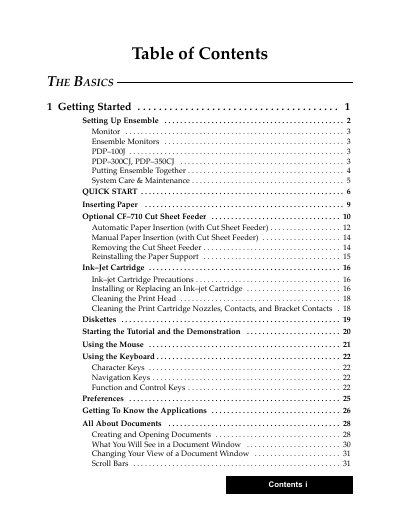 Ensemble PDP-100J/PDP-300CJ/PDP-350CJ User's Guide - cover page