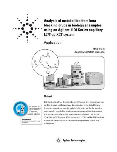 Agilent 1100 Series LC/MSD Trap XCT System Application Note - cover page