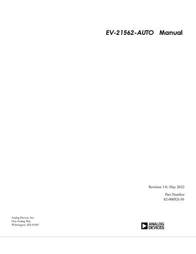 Analog Devices EV-21562-AUTO Evaluation Board User Manual - cover page