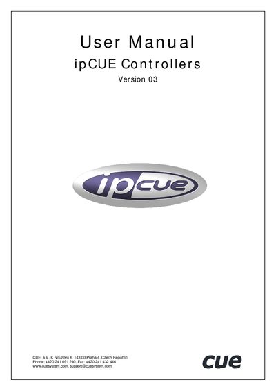CUE ipCUE Controllers User Manual - cover page